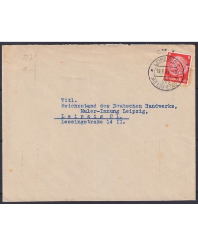 F-EX56674 GERMANY 1933-34 HINDENBURG 1935 8pf LEIPZIG FAIR CANCEL COVER.