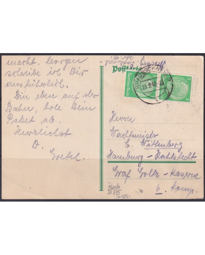 F-EX56675 GERMANY 1933-34 HINDENBURG 1934 5pf BRAUNSCHWEIG CANCEL CARD.