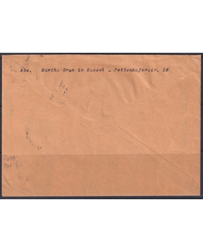 F-EX56676 GERMANY 1933-34 HINDENBURG 1934 4pf HASSEL CANCEL COVER.