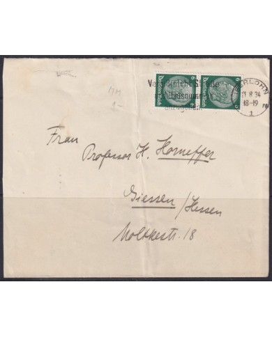 F-EX56687 GERMANY 1933-34 HINDENBURG 1934 6pf ISERLOHN SPECIAL CANCEL COVER.