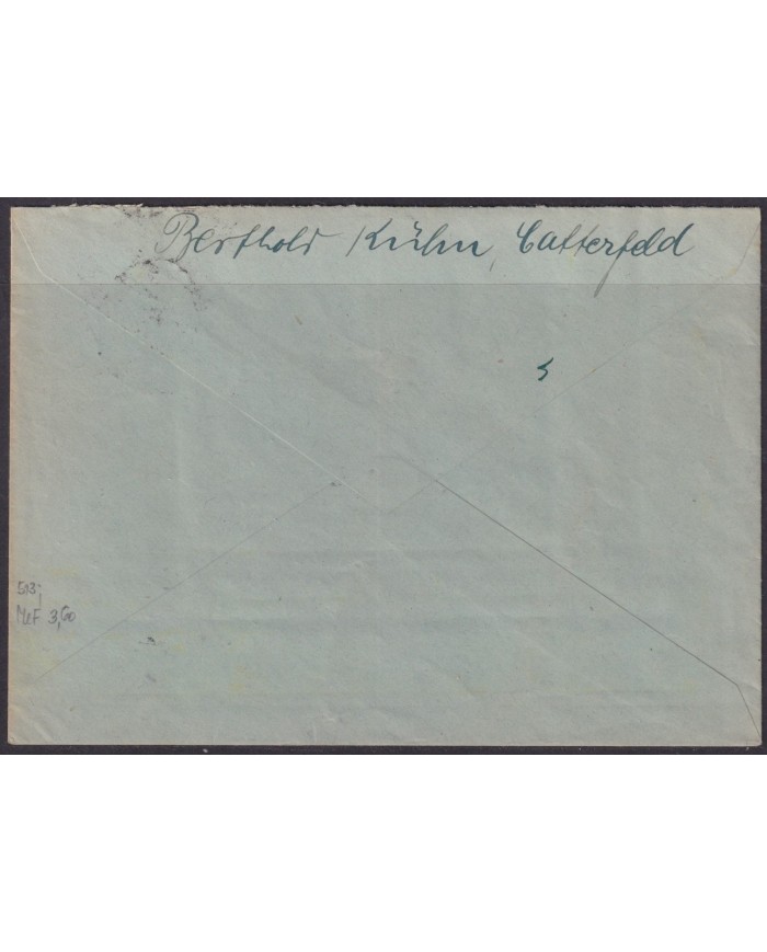 F-EX56691 GERMANY 1933-34 HINDENBURG 1935 3pf CATTERFELD CANCEL COVER.