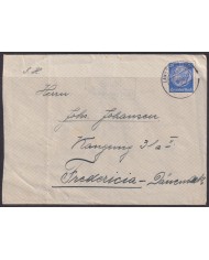 F-EX56709 GERMANY 1933-34 HINDENBURG 1934 25pf LANDSBERG CANCEL TO DANMARK.