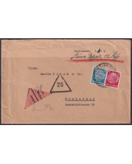 F-EX56712  GERMANY 1933-34 HINDENBURG 1934 12+20pf GEISA REFUND COVER SPECIAL CANCEL.