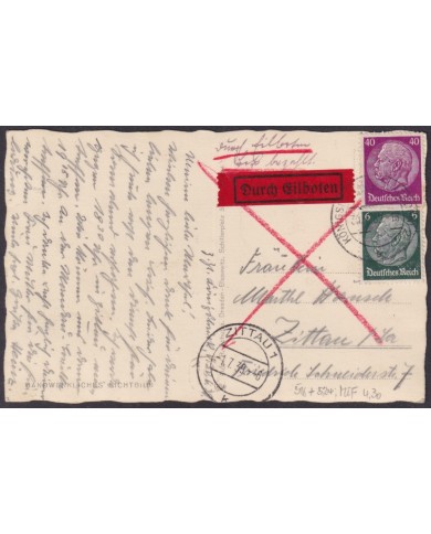 F-EX56713 GERMANY 1933-34 HINDENBURG 1934 6+40pf KONIGSB.. CANCEL EXPRESS COVER.