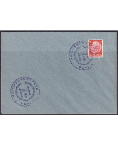 F-EX56728 GERMANY 1933-34 HINDENBURG 12pf REICHSSPORTFELDS OLYMPIC SPECIAL CANCEL COVER.