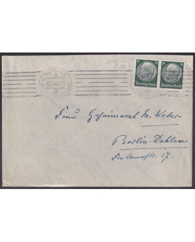 F-EX56730 GERMANY 1933-34 HINDENBURG 1940 6pf SPECIAL CANCEL COVER.