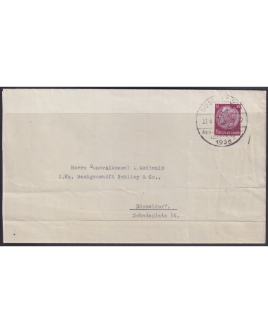 F-EX56731 GERMANY 1933-34 HINDENBURG 1936 15pf DUSSELDORF SPECIAL CANCEL COVER