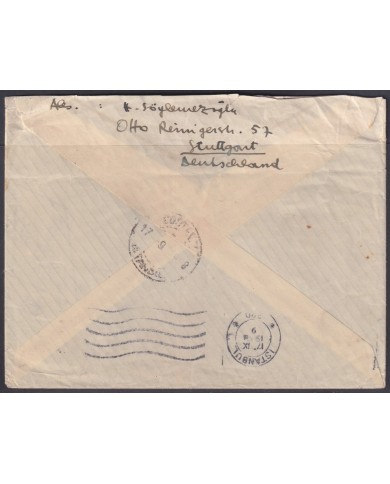 F-EX56781 GERMANY 1933-34 HINDENBURG 1938 25pf STUTTGART COVER TO ISTAMBUL TURKEY.