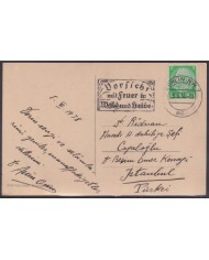 F-EX56779 GERMANY 1933-34 HINDENBURG 1938 5pf BERLIN FIRE ON VILLAGE SPECIAL CANCEL POSTCARD.
