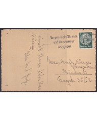 F-EX56783 GERMANY 1933-34 HINDENBURG 1938 6pf TRIPP SPECIAL CANCEL POSTCARD.