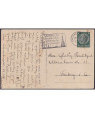 F-EX56788 GERMANY 1933-34 HINDENBURG 1938 6pf ZWICKAU SACH ARCHITECTURE SPECIAL CANCEL POSTCARD.