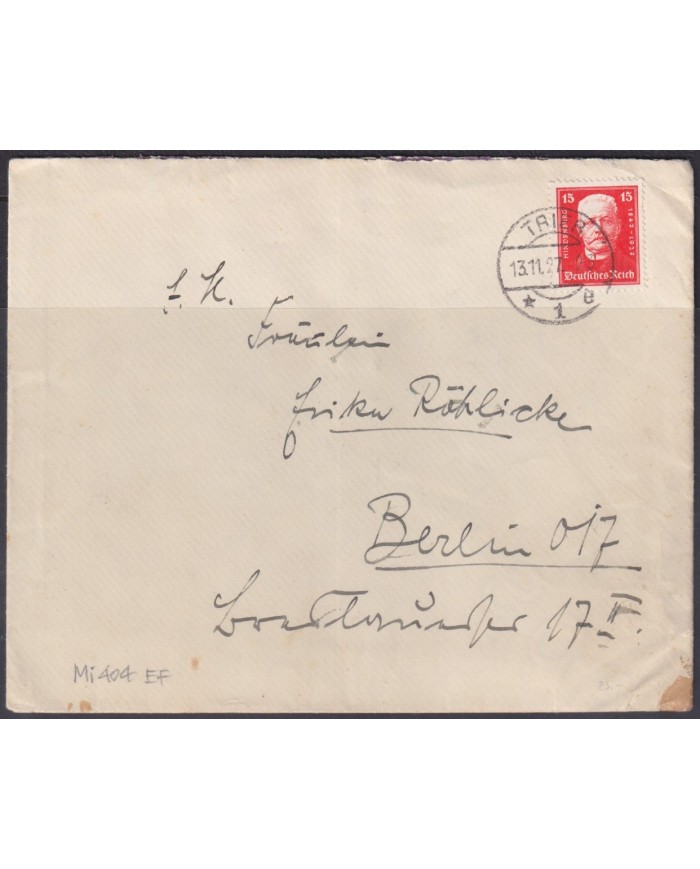 F-EX56748 GERMANY 1927 80th ANNIV OF HINDENBURG 1927 15pf TRIER CANCEL COVER.