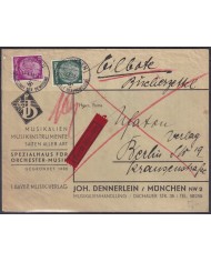 F-EX56715 GERMANY 1933-34 HINDENBURG 1938 6+40pf MUNICH EXPRESS COVER.