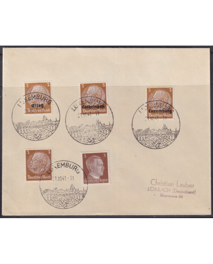 F-EX56729 LUXEMBURG GERMANY OCCUPATION 1933-34 HINDENBURG 3pf COVER BRIDGE.