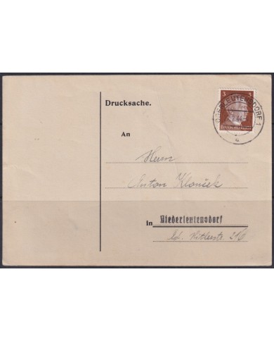 F-EX56647 GERMANY 1941-43 HITLER DEFINITIVE 1944 3pf OBERLEUTENSDORF SPECIAL CARD.