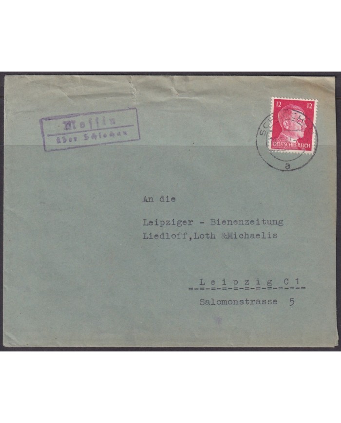 F-EX56702 GERMANY 1941-43 HITLER DEFINITIVE 1942 12pf SCHLOCHAU COVER.