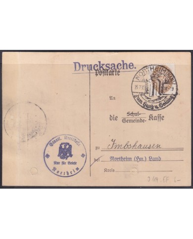F-EX56723 GERMANY 1929-34 OFFICIAL MILITAR SERVICE 3pf NORTHEIM 1935 COVER.