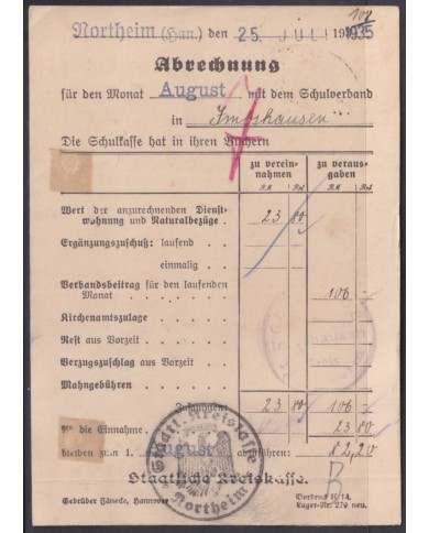 F-EX56723 GERMANY 1929-34 OFFICIAL MILITAR SERVICE 3pf NORTHEIM 1935 COVER.