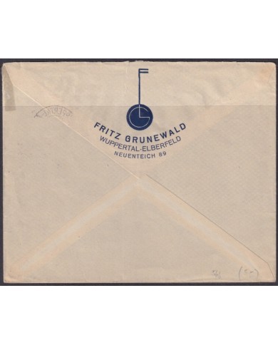 F-EX56690 GERMANY 1935 6pf RETORN OF SARRE SAAR WUPPERTAL COVER.