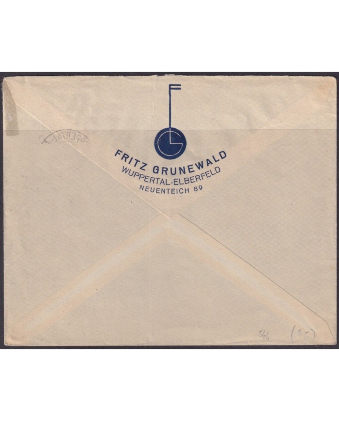 F-EX56690 GERMANY 1935 6pf RETORN OF SARRE SAAR WUPPERTAL COVER.