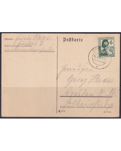 F-EX56671 GERMANY 1935 6pf AIRCRAF DEFENSE SOLDIER CARD 1937.