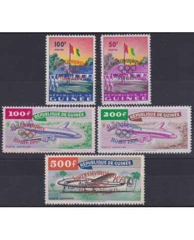 F-EX56252 GUINEA MNH 1960 OVERPRINT ROMA TOKYO OLYMPIC GAMES AIRPLANE +100€.