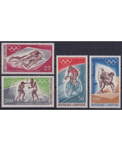 F-EX56160 GABON MH 1968 MEXICO OLYMPIC GAMES ATHLETISM BOXING JUDO CYCLING.