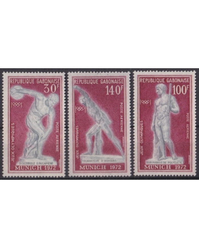 F-EX56161 GABON MNH 1972 MUNICH OLYMPIC GAMES ATHLETISM ARCHAEOLOGY.