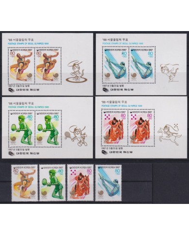 F-EX56322 KOREA MNH 1987 SEOUL OLYMPIC GAMES SET TENNIS EQUESTRIAN CYCLING.