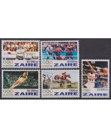 F-EX56270 ZAIRE MNH 1996 ATLANTA OLYMPIC GAMES TENNIS PIN PONG BOXING BASKET.