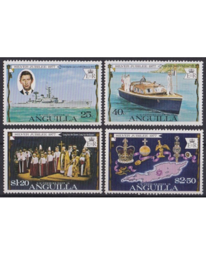 F-EX56364 ANGUILLA MNH 1977 ROYAL FAMILY QUEEN ELIZABETH ROYAL JUBILEE SHIP VISIT.