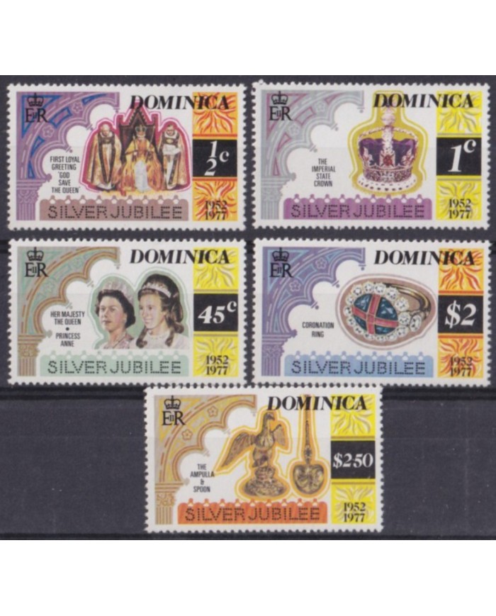 F-EX56385 DOMINICA MNH 1977 ROYAL FAMILY QUEEN ELIZABETH ROYAL SILVER JUBILEE.