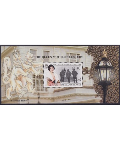 F-EX56379 FALKLAND IS MNH 1999 ROYAL FAMILY QUEEN MOTHER CENTENARY SHEET.