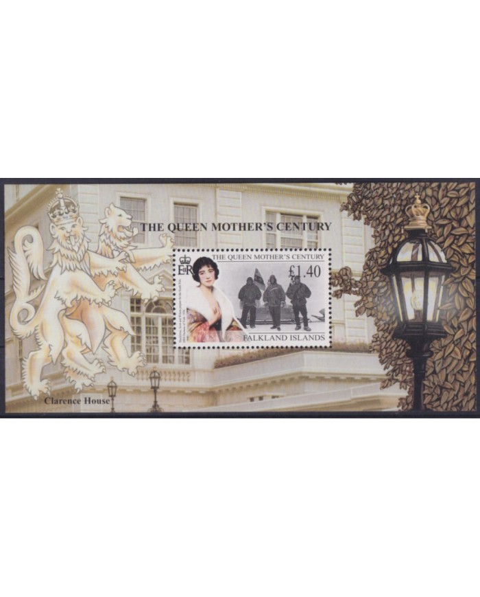 F-EX56379 FALKLAND IS MNH 1999 ROYAL FAMILY QUEEN MOTHER CENTENARY SHEET.