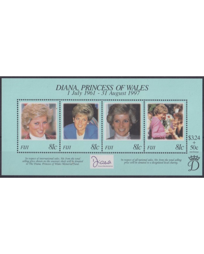 F-EX56373 FIJI IS MNH 1997 ROYAL FAMILY DEATH PRINCE DIANA SPENCER.