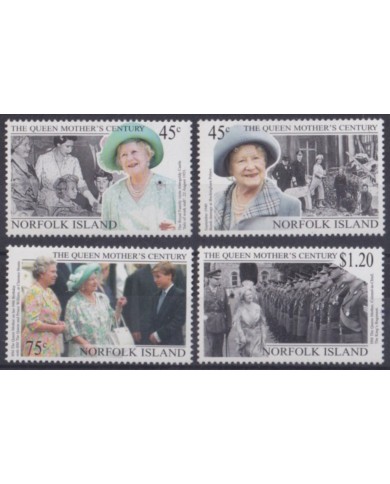 F-EX56383 NORFOLK IS MNH 1999 ROYAL FAMILY QUEEN MOTHER CENTENARY.