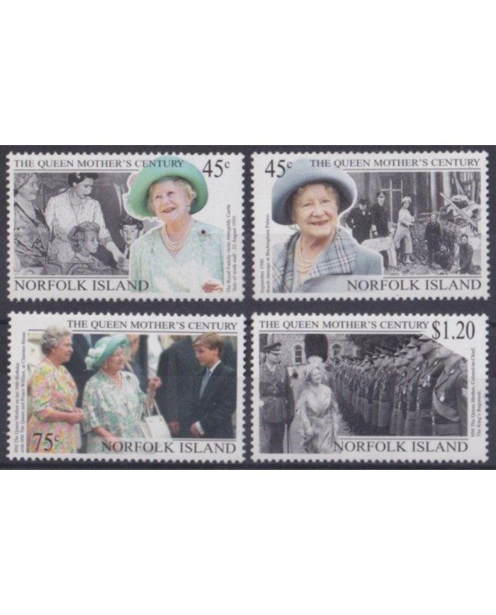 F-EX56383 NORFOLK IS MNH 1999 ROYAL FAMILY QUEEN MOTHER CENTENARY.