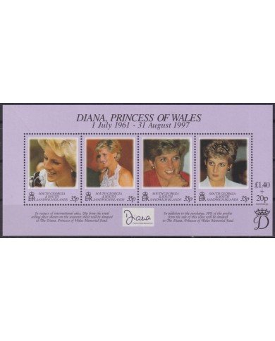 F-EX56381 SOUTH GEORGIA FALKLAND IS MNH 1997 ROYAL FAMILY DEATH PRINCE DIANA SPENCER.