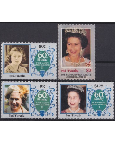 F-EX56369 NUI TUVALU MNH 1986 60th BIRTHDAY OF QUEEN ELIZABETH II.