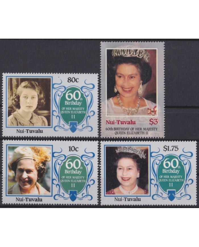 F-EX56369 NUI TUVALU MNH 1986 60th BIRTHDAY OF QUEEN ELIZABETH II.
