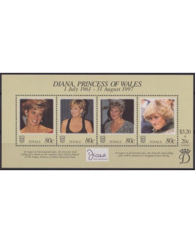 F-EX56370 TUVALU IS MNH 1997 ROYAL FAMILY DEATH PRINCE DIANA SPENCER.
