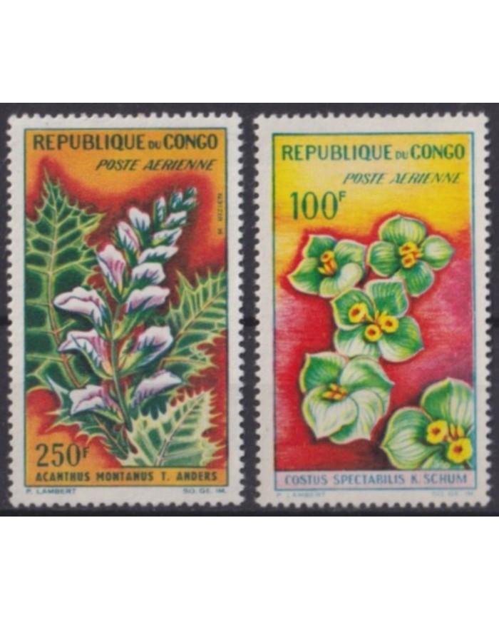 F-EX56407 CONGO MNH 1963 AIRMAIL FLOWER FLORES.
