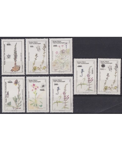 F-EX56400 TURKISH CYPRUS MNH 1990 FLOWER FLORES + NEW VALUE OVERPRINT.
