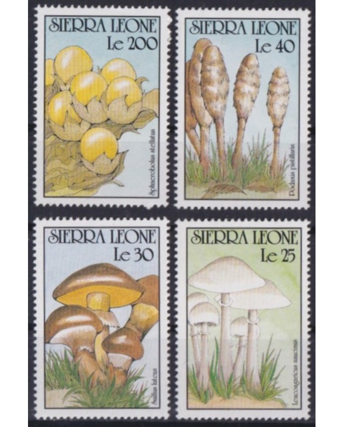 F-EX56391 SIERRA LEONE MNH 1990 MUSHROOMS PLANTS & FLOWER FLORES.