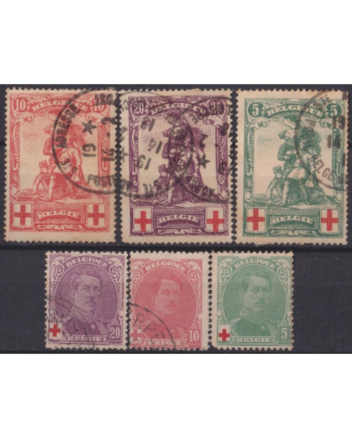 F-EX55929 BELGIUM BELGIQUE USED 1914-15 RED CROSS STAMPS LOT +70€.