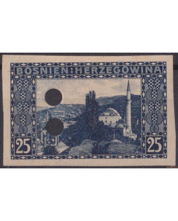 F-EX55931 BOSNIA HERZEGOVINA 1910 25h MUSLIN MOSQUEE IMPERF.