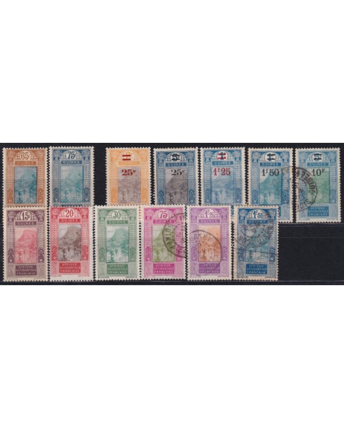 F-EX55713 GUINEE GUINEA MH - USED INDIGENOUS IN THE RIVER + NEW OVERPRINT VALUE.