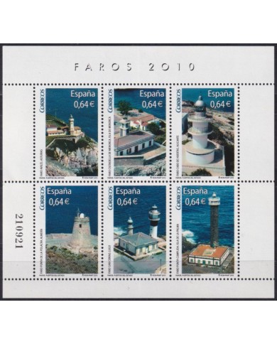 F-EX55883 SPAIN ESPAÑA MNH 2010 LIGHTHOUSE FAROS SPECIAL SHEET.