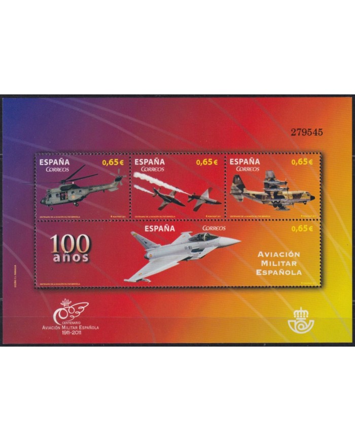 F-EX55884 SPAIN ESPAÑA MNH 2011 CENT OF MILITAR AVIATION AVION AIRPLANE SHEET.