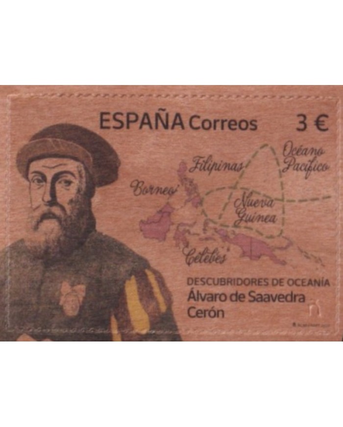F-EX57213 SPAIN ESPAÑA MNH 2022 WOOD DISCOVERY OF OCEANIA ALVARO DE SAAVEDRA.